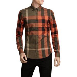 Burberry London, England Giant Exploded Check Cotton Button Down Shirt Medium